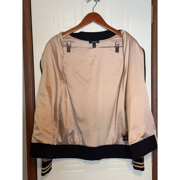 Torrid Allover Gold &โBlack Sequin Long Sleeve Bomber Jacket Pockets Lined SZ1X - Picture 11 of 16
